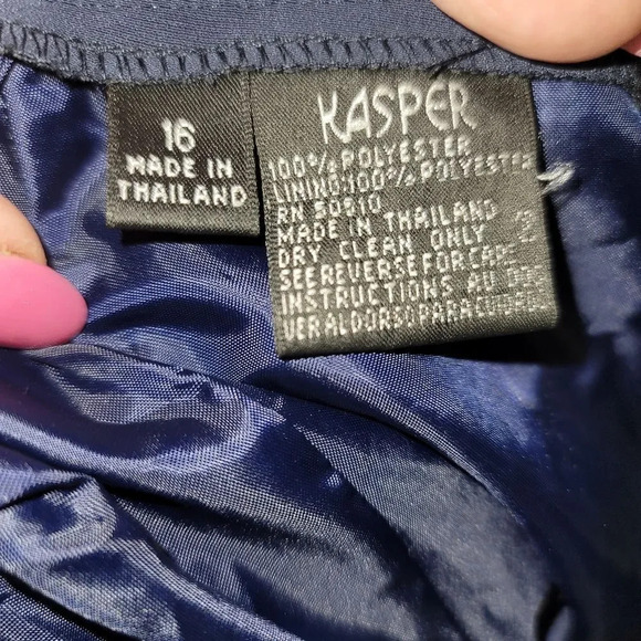 Kasper wide leg Capri pants suit navy 16 - Picture 2 of 4